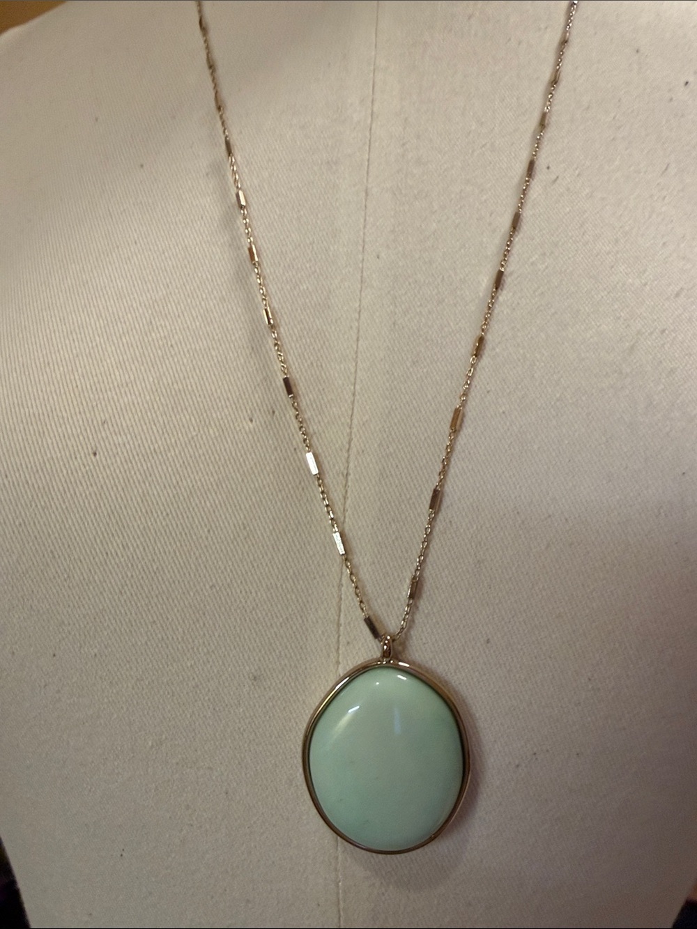 J. Crew Factory Gold-Tone Chain Necklace with Mint Pendant